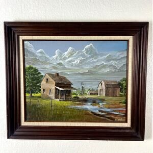 Vintage 1983 Original Signed Framed Oil Painting "After a Rain"